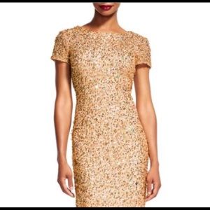 Adrianna Papell Gold Sequin Gown - Size 4